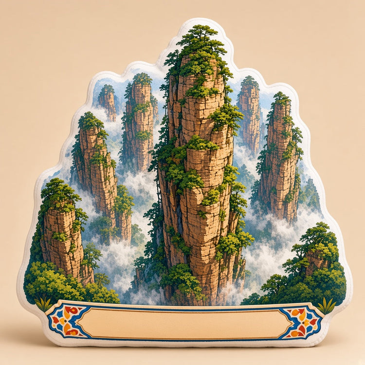 Illustrated zhangjiajie landmark pillow collection â€” travel keepsakes