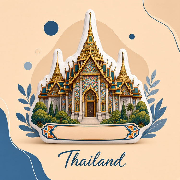 Illustrated thailand landmark pillow collection — travel keepsakes