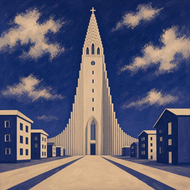 Illustrated Reykjavik landmark pillow collection — city travel keepsakes