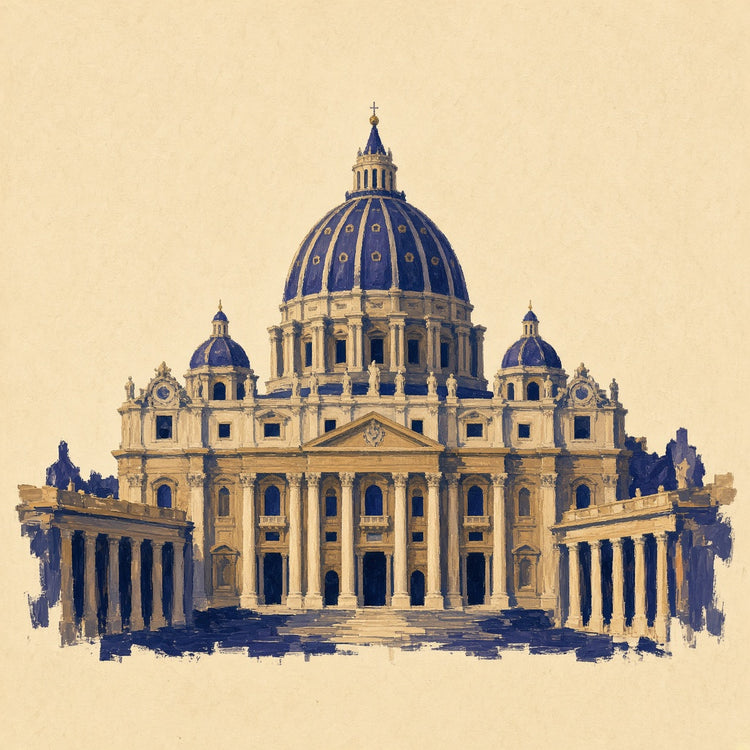 Illustrated Vatican City landmark pillow collection — country travel keepsakes