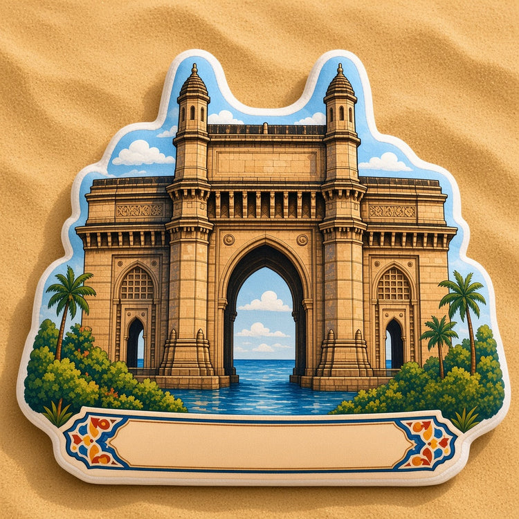 Illustrated mumbai landmark pillow collection — travel keepsakes