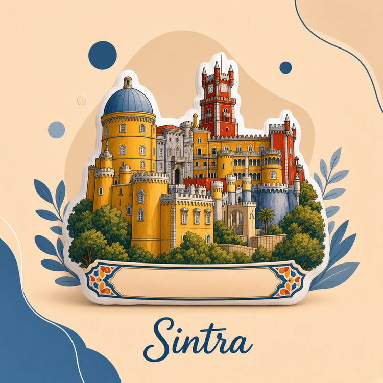 Illustrated sintra landmark pillow collection — travel keepsakes