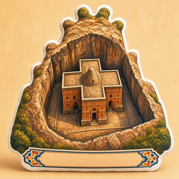 Illustrated lalibela landmark pillow collection â€” travel keepsakes