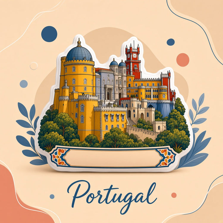 Illustrated portugal landmark pillow collection — travel keepsakes
