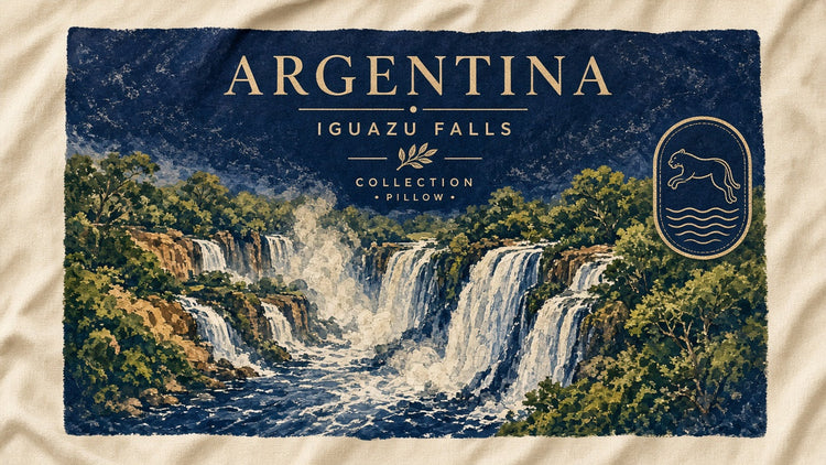 Illustrated argentina landmark pillow collection — travel keepsakes