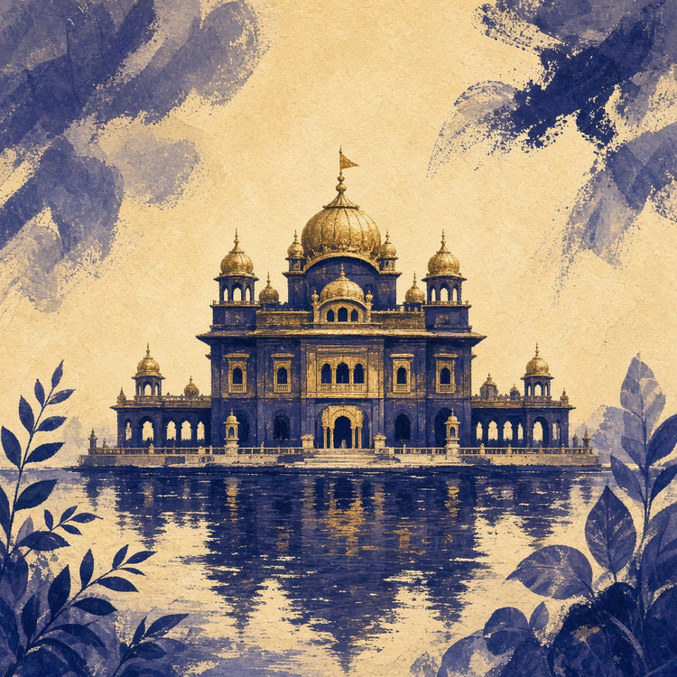 Illustrated Amritsar landmark pillow collection — city travel keepsakes