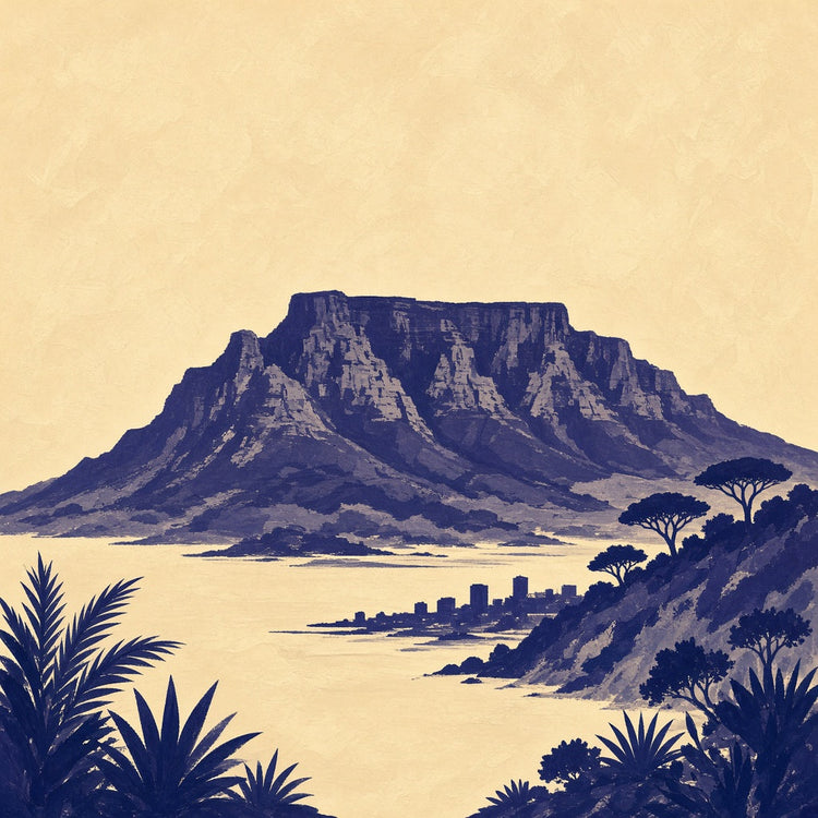 Illustrated Cape Town landmark pillow collection — city travel keepsakes