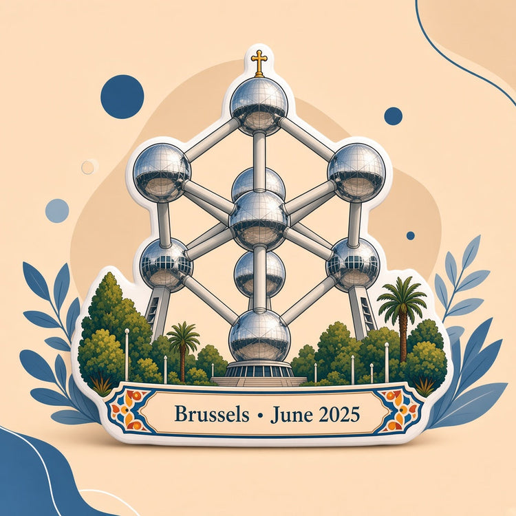 Illustrated brussels landmark pillow collection — travel keepsakes