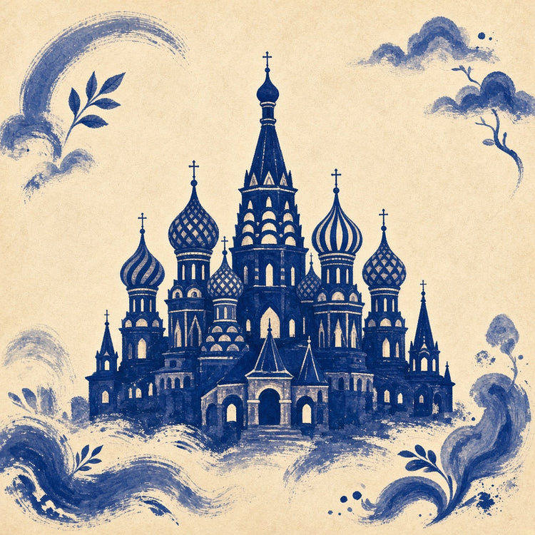Illustrated Moscow landmark pillow collection — city travel keepsakes
