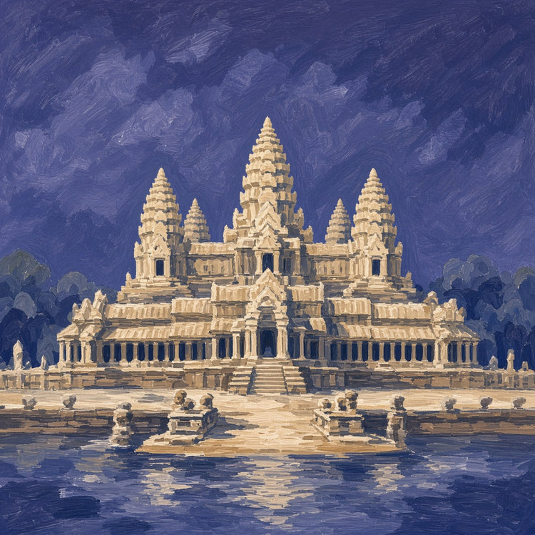 Illustrated Cambodia landmark pillow collection — country travel keepsakes