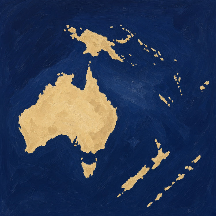 Illustrated Oceania landmark pillow collection — continent travel keepsakes