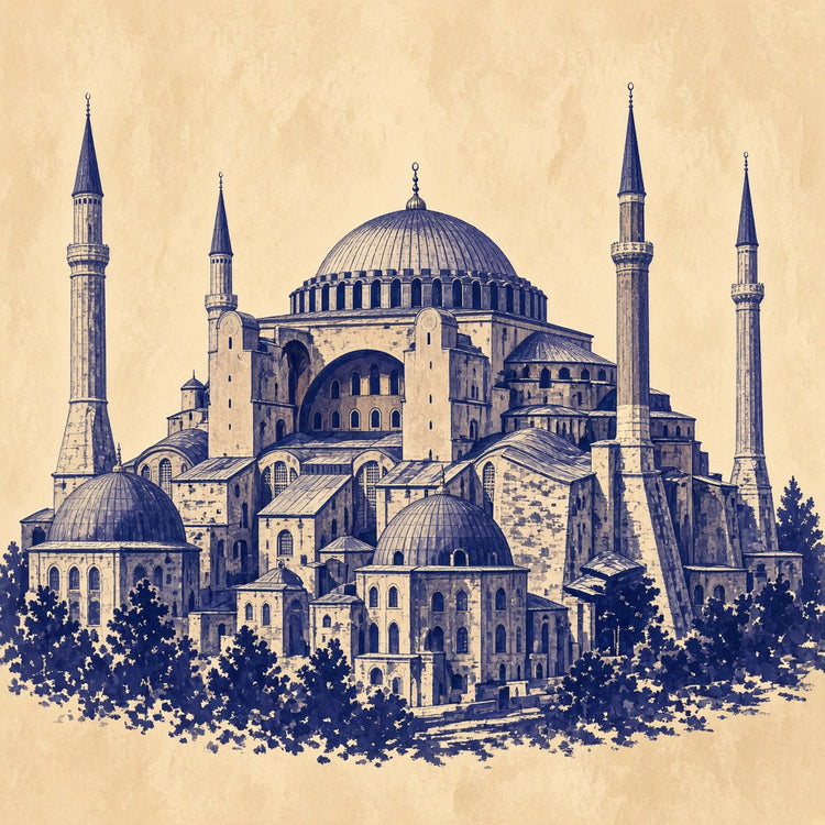 Illustrated Türkiye landmark pillow collection — country travel keepsakes