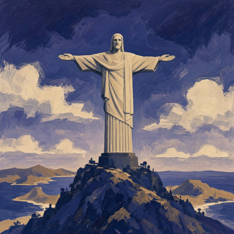 Illustrated Brazil landmark pillow collection — country travel keepsakes