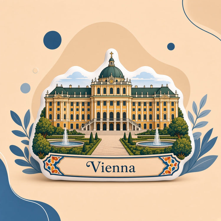 Illustrated vienna landmark pillow collection — travel keepsakes