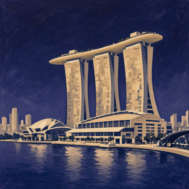 Illustrated Singapore landmark pillow collection — country travel keepsakes
