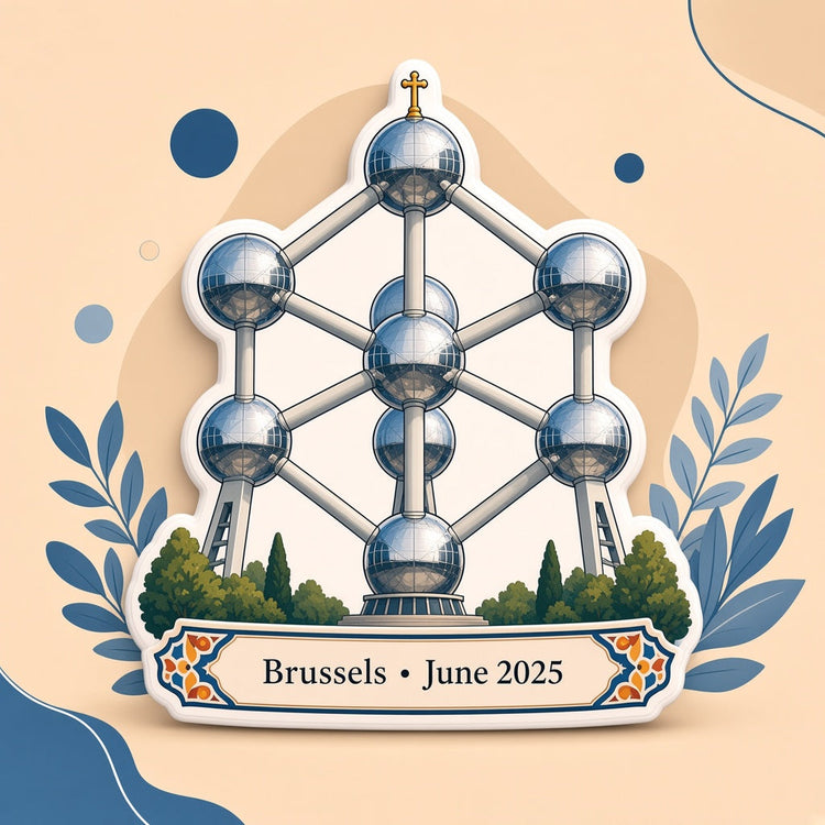 Illustrated belgium landmark pillow collection — travel keepsakes