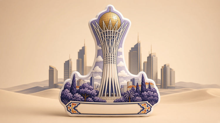 Illustrated Astana landmark pillow collection — city travel keepsakes