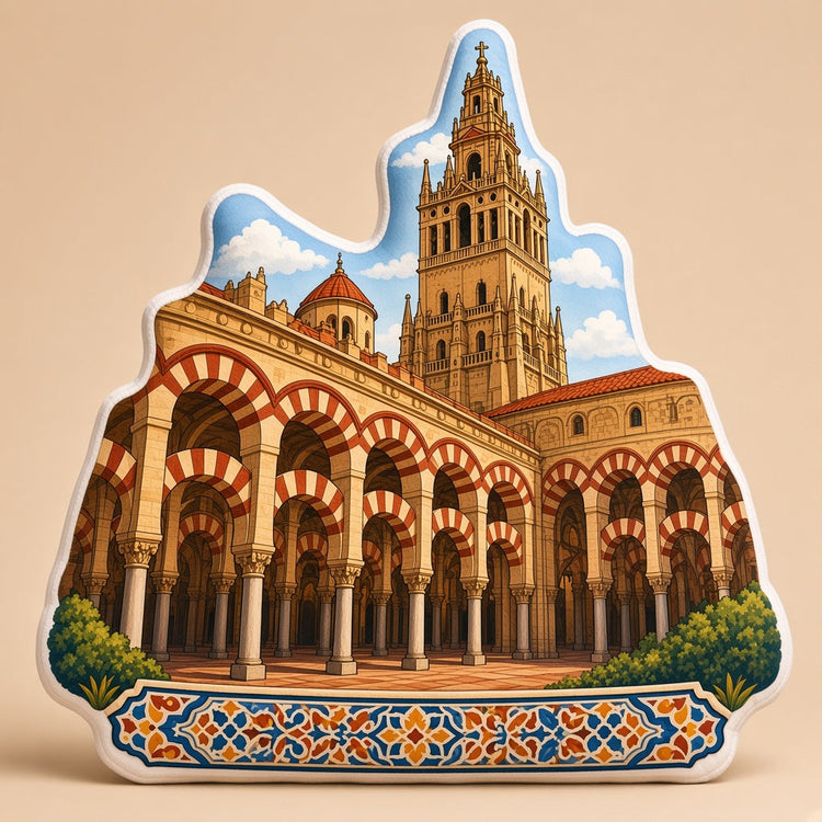 Illustrated cordoba landmark pillow collection â€” travel keepsakes