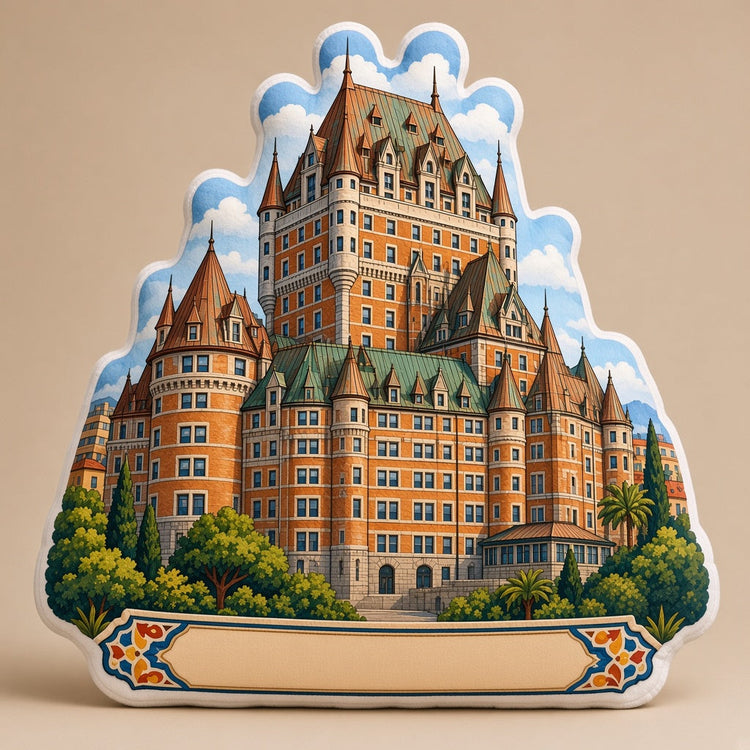 Illustrated quebec city landmark pillow collection â€” travel keepsakes