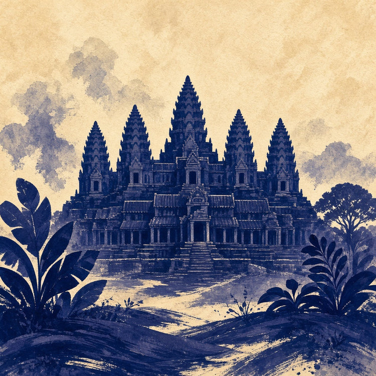 Illustrated Siem Reap landmark pillow collection — city travel keepsakes