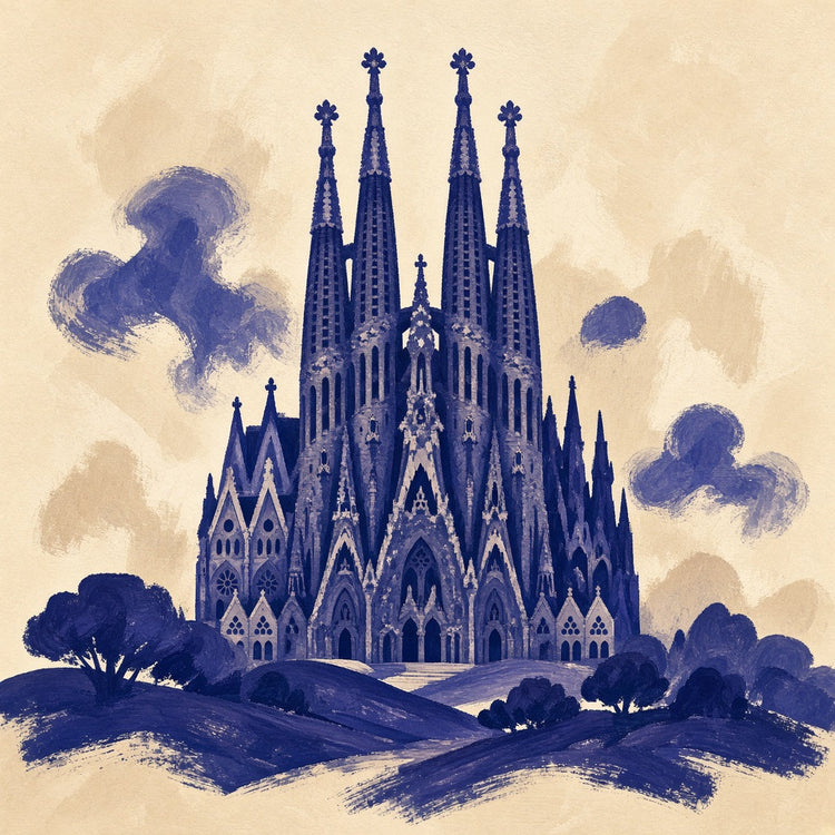 Illustrated Barcelona landmark pillow collection — city travel keepsakes