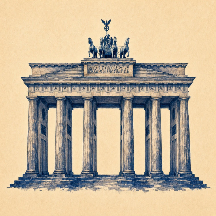Illustrated Germany landmark pillow collection — country travel keepsakes