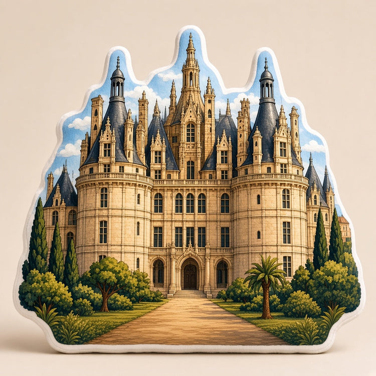 Illustrated chambord landmark pillow collection — travel keepsakes