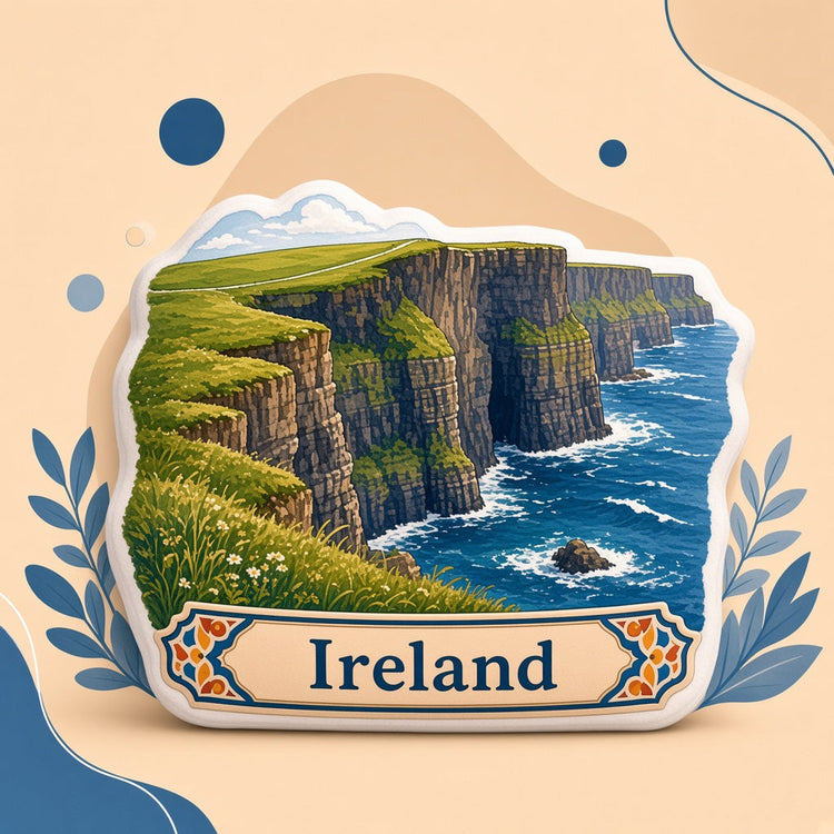 Illustrated ireland landmark pillow collection — travel keepsakes