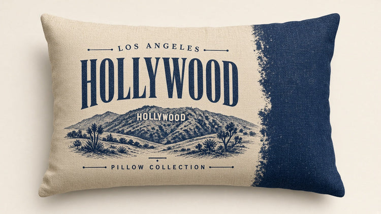 Illustrated los angeles landmark pillow collection — travel keepsakes