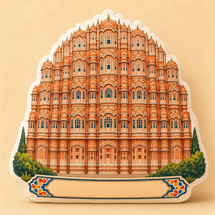 Illustrated jaipur landmark pillow collection — travel keepsakes