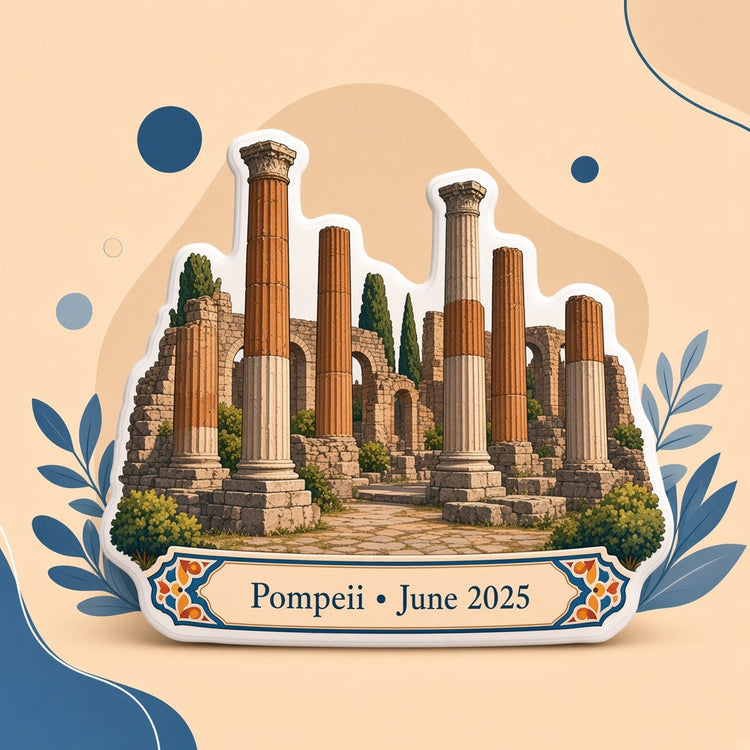 Illustrated pompeii landmark pillow collection — travel keepsakes