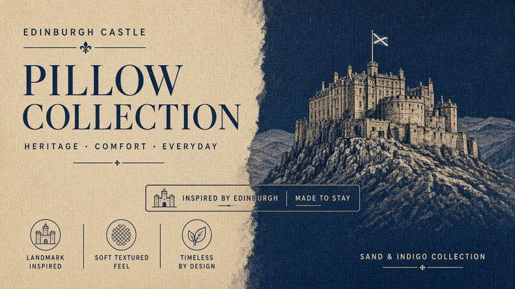 Illustrated edinburgh landmark pillow collection — travel keepsakes