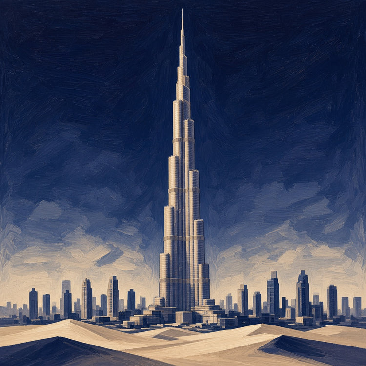 Illustrated United Arab Emirates landmark pillow collection — country travel keepsakes