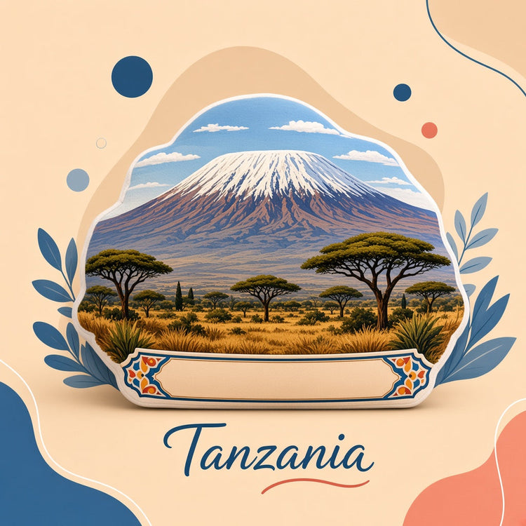 Illustrated tanzania landmark pillow collection — travel keepsakes