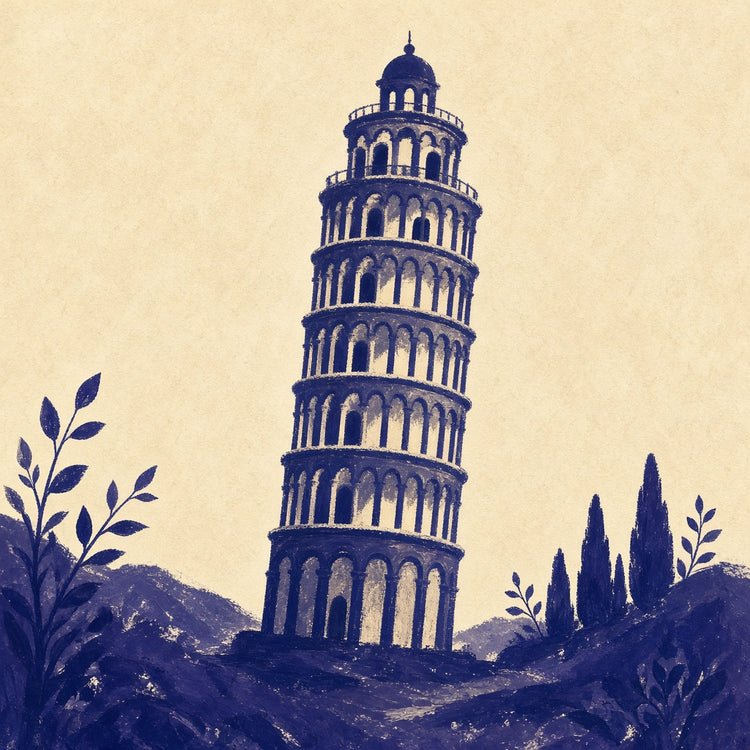 Illustrated Pisa landmark pillow collection — city travel keepsakes