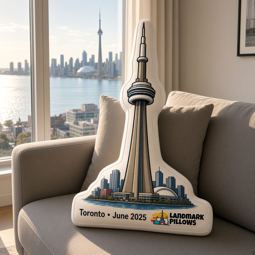 CN Tower Pillow at home