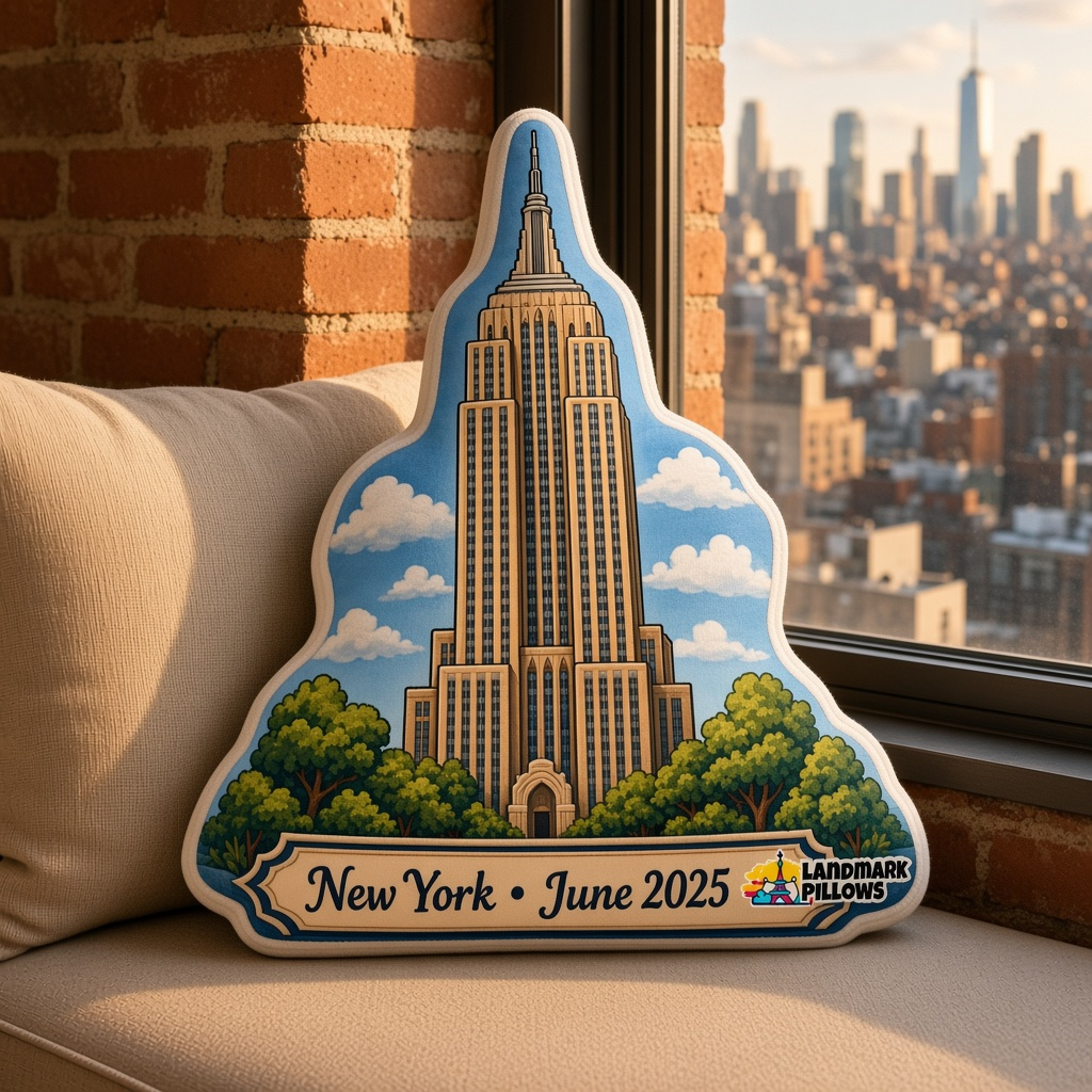 Empire State Building Pillow at home