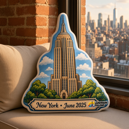 Empire State Building Pillow at home