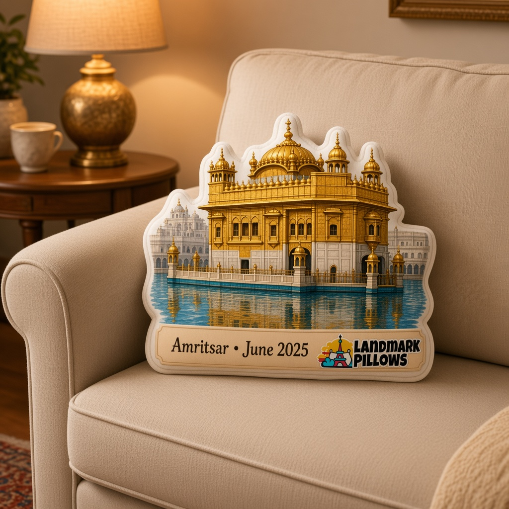 Golden Temple Pillow at home