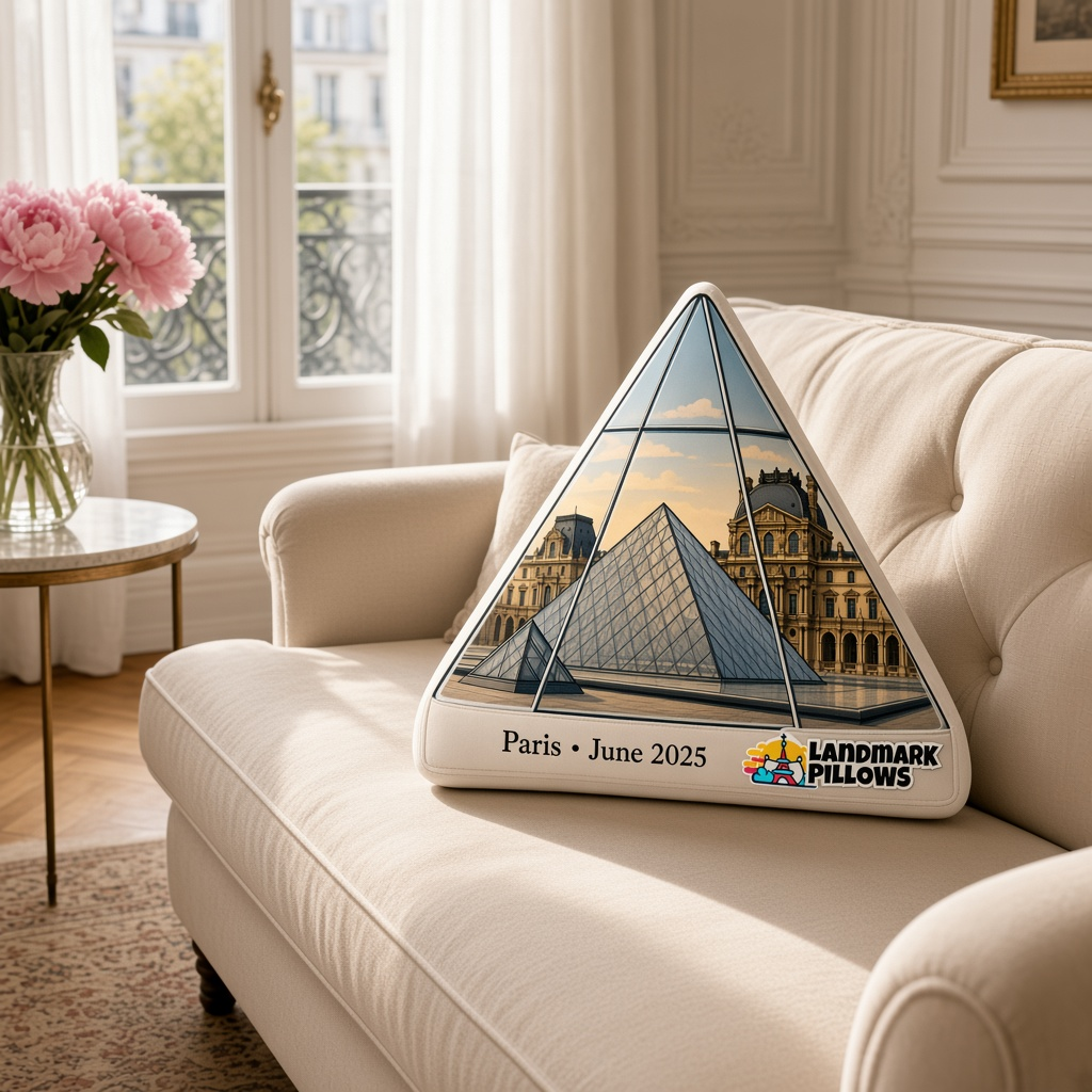 Louvre Pyramid Pillow at home