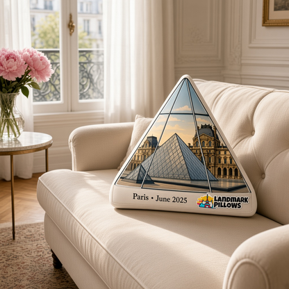 Louvre Pyramid Pillow at home