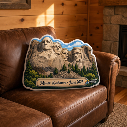 Mount Rushmore Pillow at home
