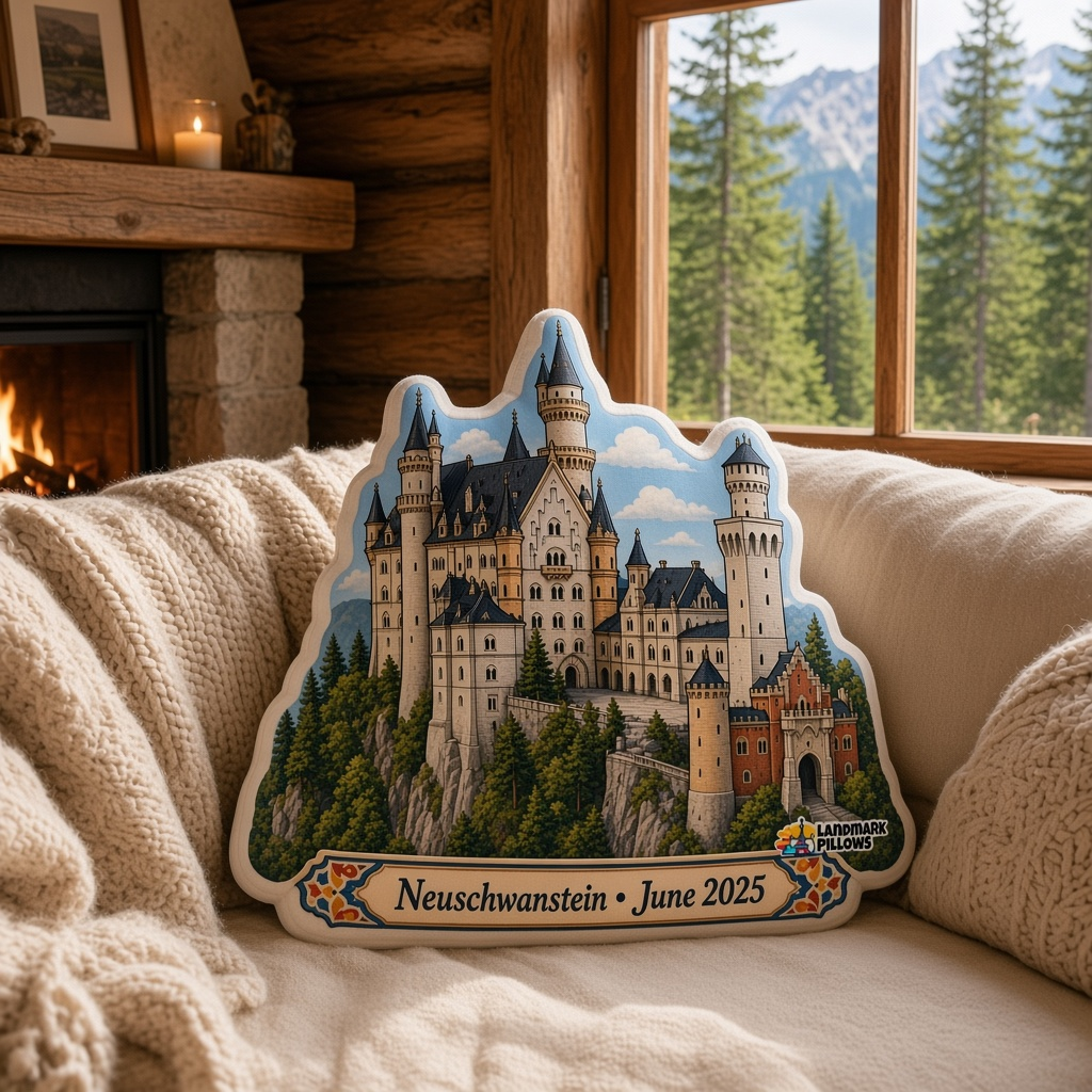 Neuschwanstein Castle Pillow at home