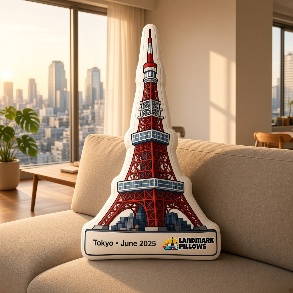 Tokyo Tower Pillow at home