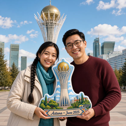 Bayterek Tower Pillow — travel couple in Astana