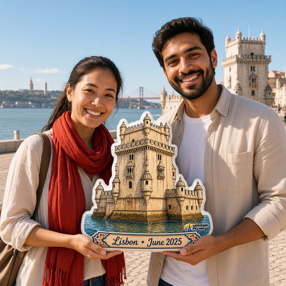 Belém Tower Pillow — travel couple