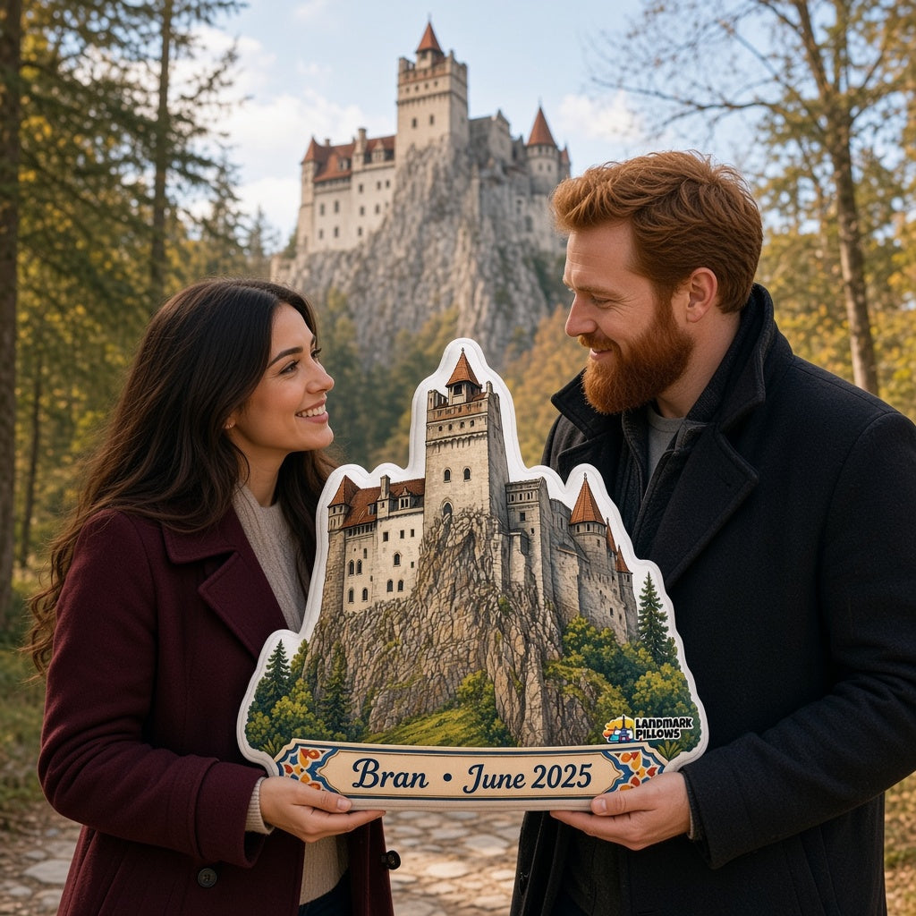 Bran Castle Pillow â€” travel couple