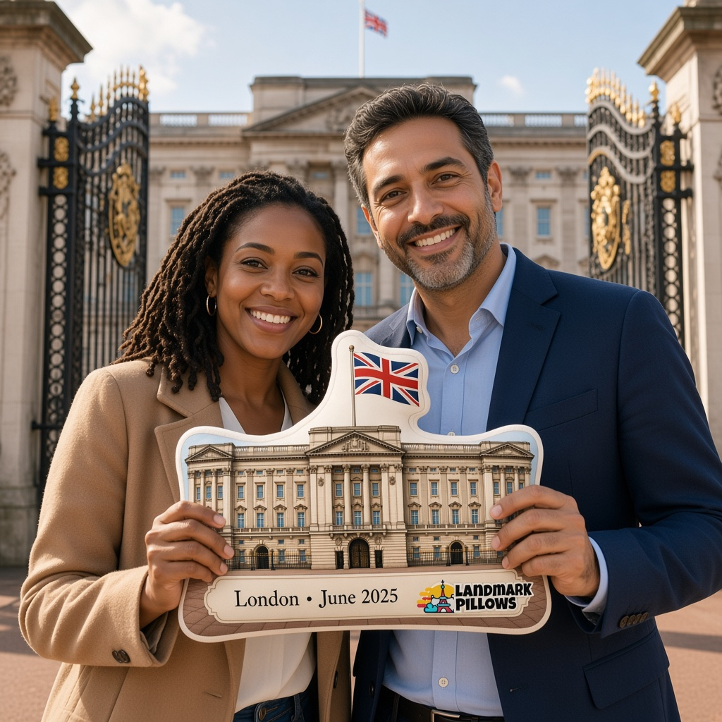 Buckingham Palace Pillow with travelers