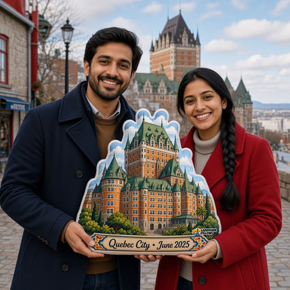 Château Frontenac Pillow â€” travel couple