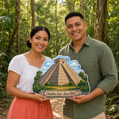 Chichén Itzá Pillow with travelers